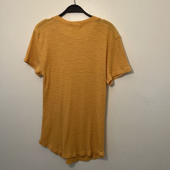 Anthropologie T.La Ribbed Knit Crewneck Curved Hem Tee Shirt Dress, Mustard- XL - Picture 8 of 8